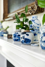 Load image into Gallery viewer, MINI BLUE &amp; WHITE ANTIQUED CHINESE FIGURES LIDDED JAR
