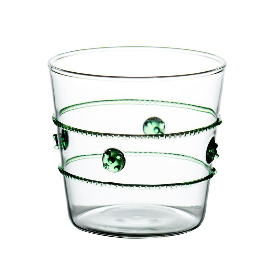 GREEN MEDALLION OLD FASHIONED GLASS